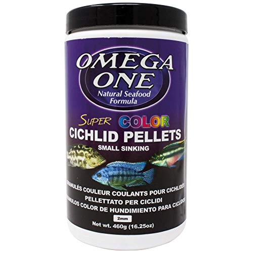Omega One Super Color Sinking Cichlid Pellets, 2mm Small Pellets, 16.25 oz