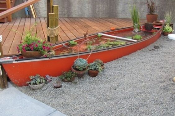 boat converted into a pond